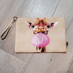 Bubble Blowing Giraffe Printed Cosmetic Bag NEW!